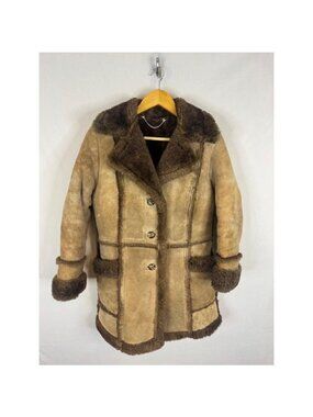 Vintage Leather Attic Tan Shearling Faux Fur Lined Coat Jacket Brown Women S